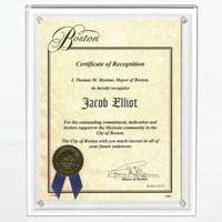 Certificate Holder - Clear on Clear - 8 1/2" x 11" Insert